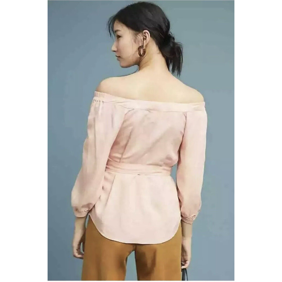 NWT Anthropologie Maeve Alanis Belted Button Top Shirt Blouse Women's Size 4 - Picture 3 of 16